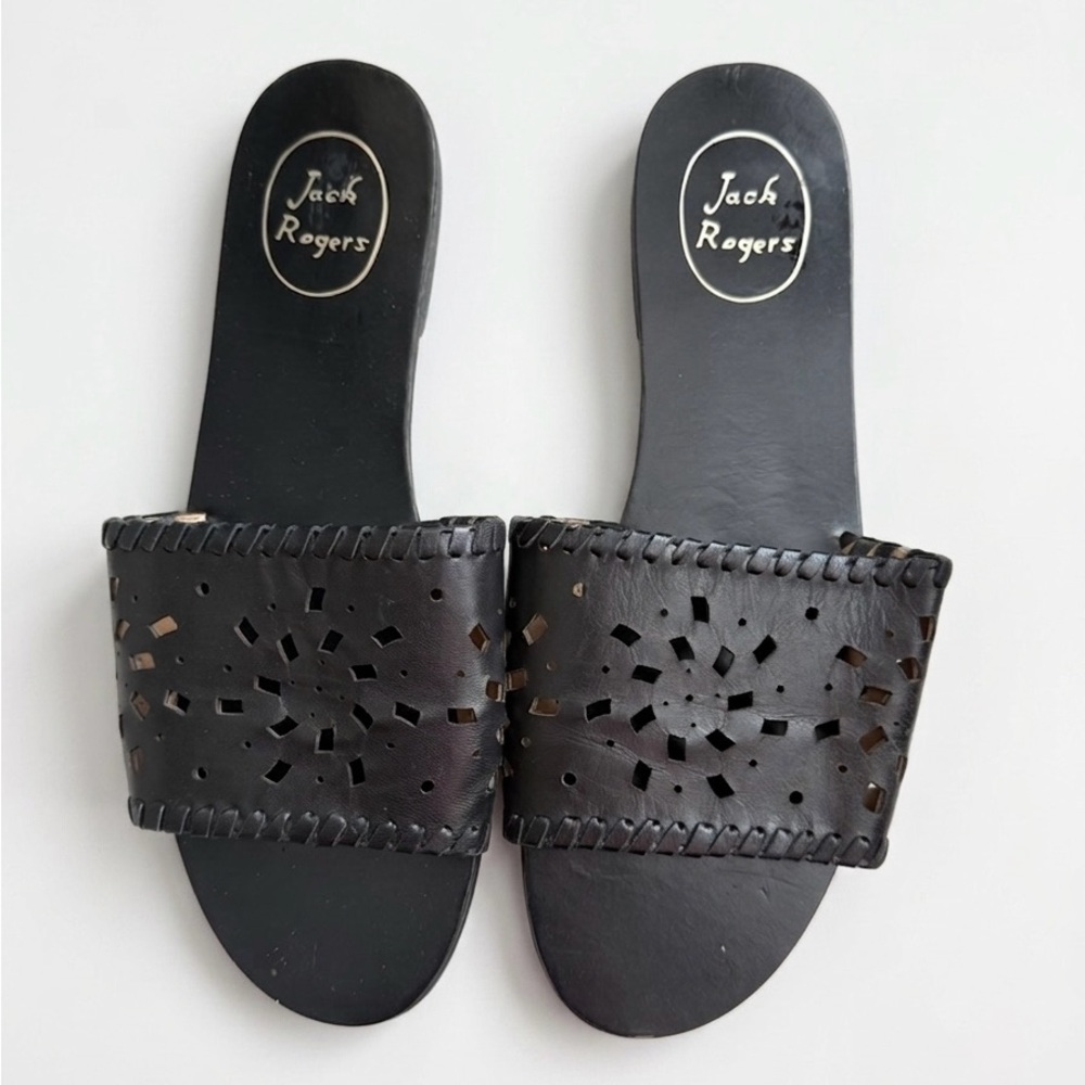 Jack Rogers Delilah Leather Slide Sandal Black 8.5